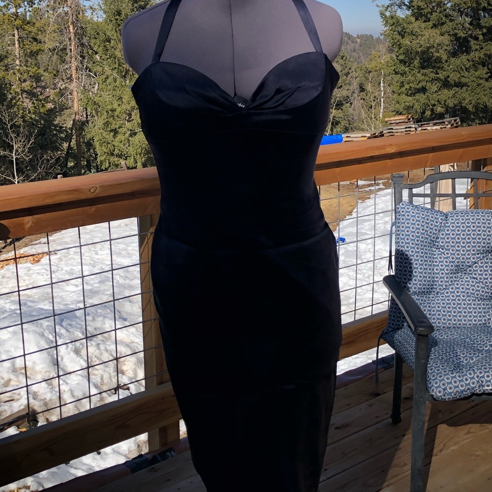 Laundry stretch satin formal dress